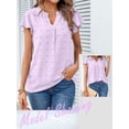 thumbnail image 6 of Nlife Women Swiss Dots V Neck Ruffle Short Sleeve T-Shirt, 6 of 7