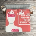 thumbnail image 2 of Ambesonne Saying Quilted Coverlet 3 Pcs, Human with Words, Queen Size, Coral Dark Pink White, 2 of 2