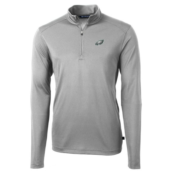 Men's Cutter & Buck Gray Philadelphia Eagles Big & Tall Virtue Eco Pique Quarter-Zip Pullover Jacket