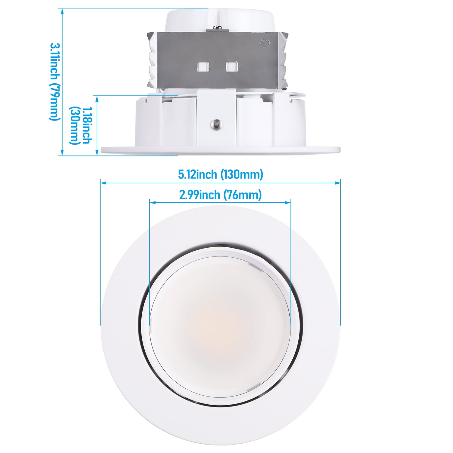 4 Pack 4" 5CCT Gimbal LED Recessed Light Dimmable, 2700K/3000K/3500K/4000K/5000K Selectable, 8W CRI90 Retrofit Can Lights, 660LM Directional Angled Trim Ceiling Downlight