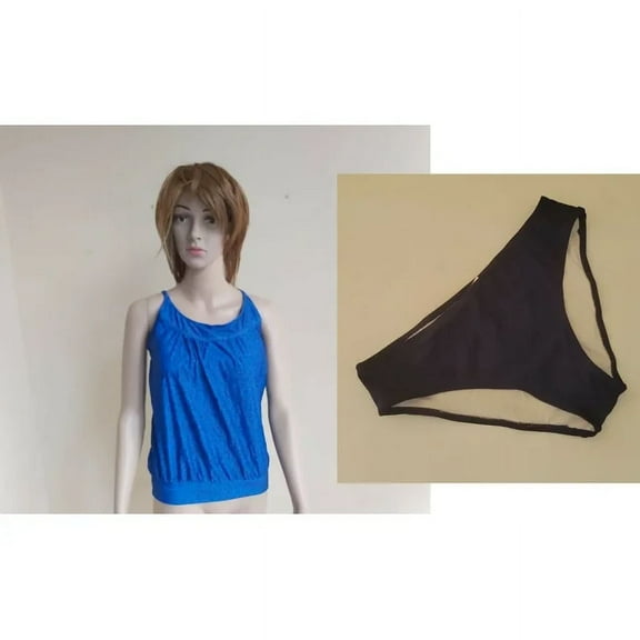 Women´s Swim Set Tankini Blue and Bikini Bottom Navy Size XL