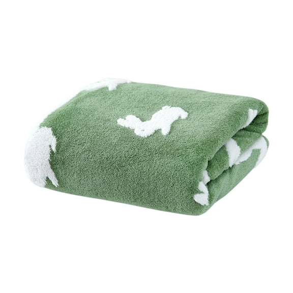 OKKVV Bath Towels Clearance - 27.56x55.12in Super Soft Coral Rabbits Jacquard Easter Towel - Green