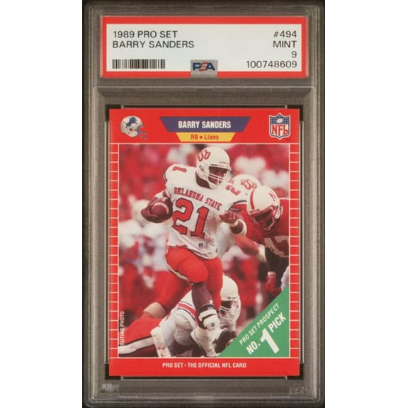 Graded 1989 Pro Set Barry Sanders #494 Rookie RC Football Card PSA 9 Mint