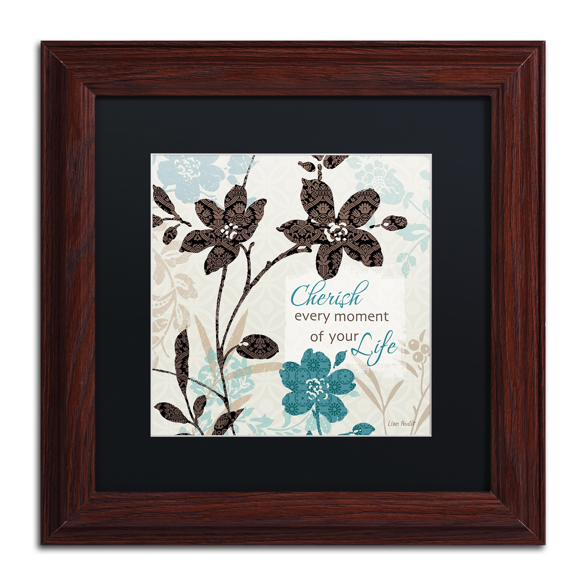 Trademark Fine Art "Botanical touch Quote I" Canvas Art by Lisa Audit, Black Matte, Wood Frame