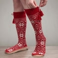 thumbnail image 2 of BambooMN Women's Knit Gripper Slipper Socks with Tassel - Nordic Red - 1 Pair, 2 of 6