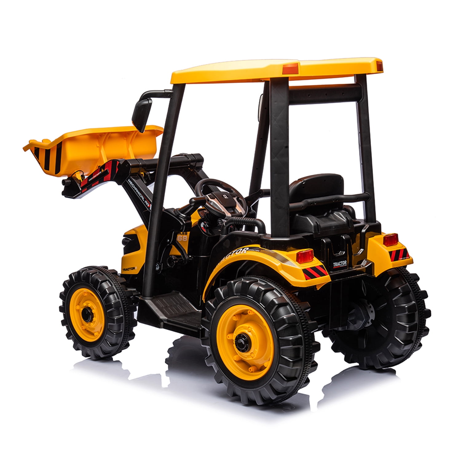 CIPACHO 24 V Powered Ride Ons Tractor, Electric Construction Vehicles for Kids with 3-Gear-Shift Ground Loader and Backhoe Digger, Kids' Car Toys, Yellow CIPACHO 24 V Powered Ride Ons Tractor, Electric Construction Vehicles for Kids with 3-Gear-Shift Ground Loader and Backhoe Digger, Kids' Car Toys, Yellow