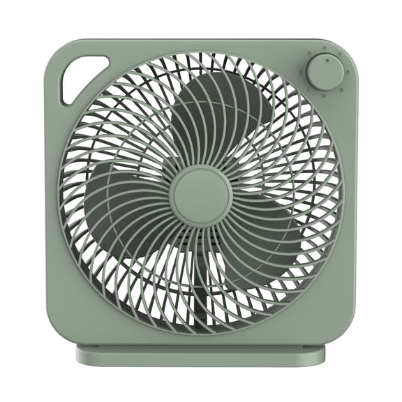 Mainstays 9-inch Box Indoor Comfort Personal AC Electric Fan, 3 Speeds Green River
