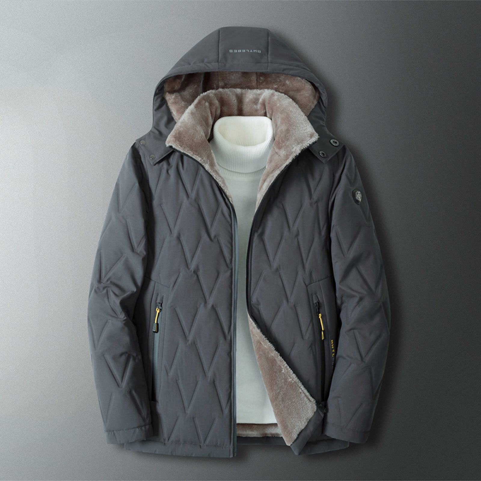Floleo Men Coat Clearance Summer Fall Men Solid Casual Thicken Hooded  Zipper Winter Keep Warm Windproof Jacket Coats 