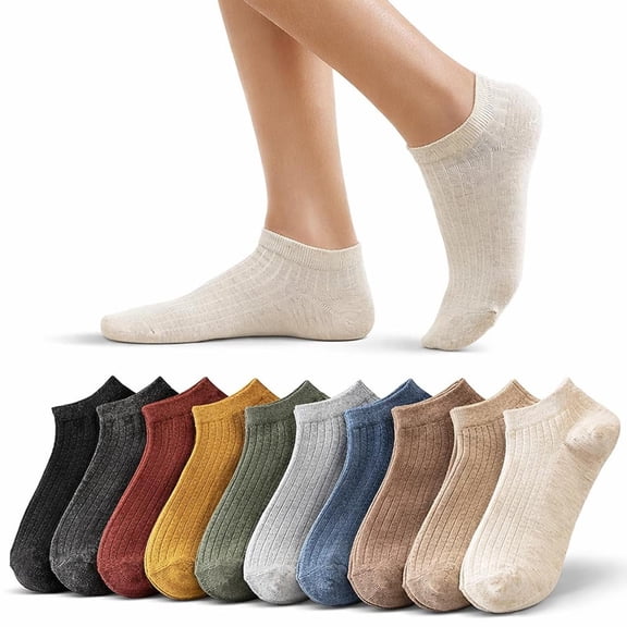 Alkepwun No Show Socks 10pc Unisex Lightweight Breathable Ankle Low Cut Casual Socks Assorted Solid Pack Soft Non Slip Moisture Wicking Athletic Running Yoga Socks
