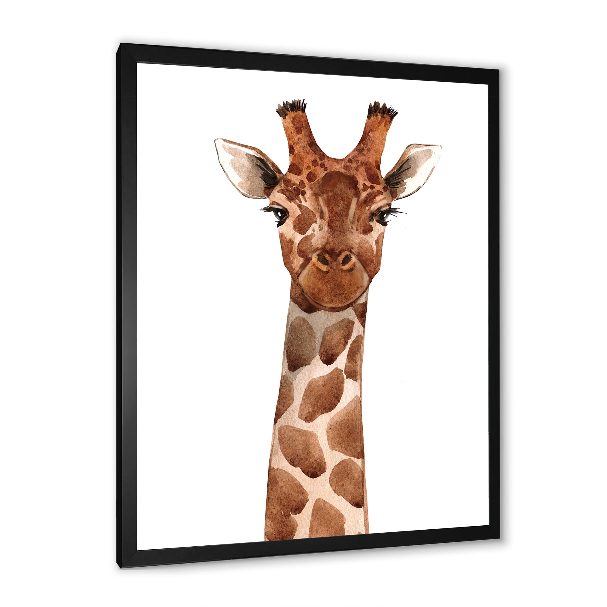 Designart 'Close Up Portrait of A Giraffe XI' Farmhouse Framed Art Print