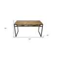 thumbnail image 3 of 60" Natural And Black Mango Solid Wood Writing Desk With Two Drawers, 3 of 7