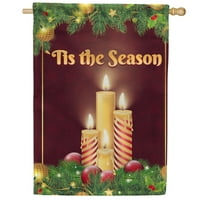 America Forever Tis The Season Christmas House Flag 28 x 40 Inch Double Sided Outdoor Yard Holiday Winter Rustic Merry Christmas Decorations Candles House Flag