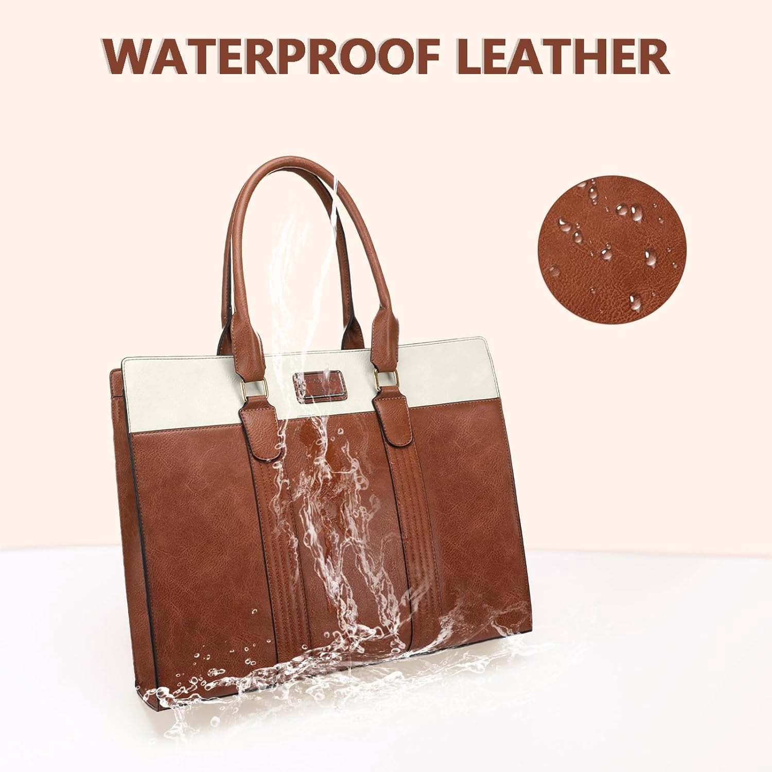 MOSISO PU Leather Laptop Bag for Women Tote Bag for 15.6 Laptop Messenger Briefcase for Travel Office