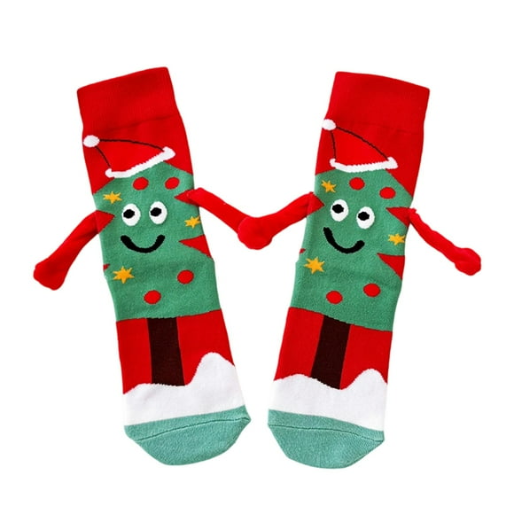 Multicolor Women'S Magnetic Couple Socks With Warm Fleece, Anti-Skid Bottom And Soft Acrylic For Christmas, Indoor And Casual Use 9.8X5.9X1.2In 0.22Lb
