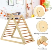 Costway Foldable Wooden Climbing Triangle Indoor Home Climber w/ Ladder for Toddler Baby