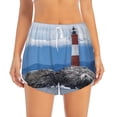 thumbnail image 2 of KLL Lighthouse On The Waters Pattern Shorts Women,Athletic Shorts High Waisted Running Shorts Pocket Sporty Short Gym Elastic Workout Shorts-Large, 2 of 7
