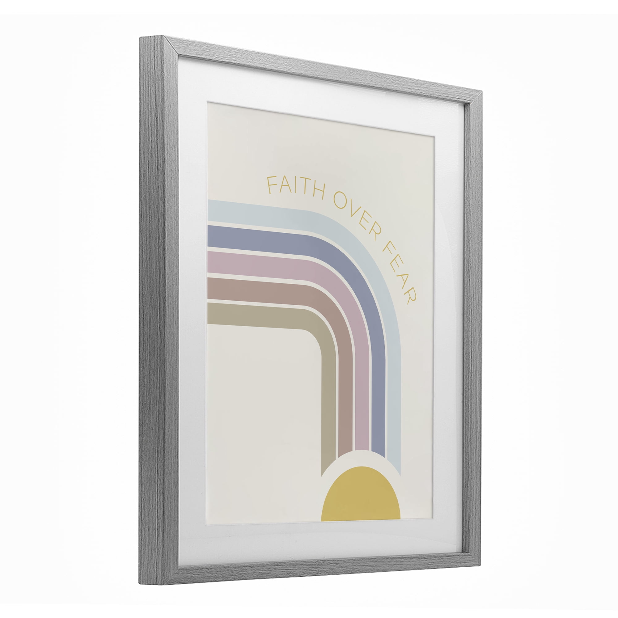 Stupell Industries Faith Over Fear Rainbow Gray Framed Print Under Glass, design by SD Graphics Studio