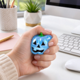 thumbnail image 2 of Halloween Pumpkin Squishy Toy, Blue Glitter Jack O Lantern Stress Ball with Green Stem, Slow Rising Fidget Toy, Sensory Squeeze Ball for Adults, Halloween Party Favor Gift, 2 of 3