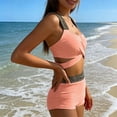 thumbnail image 7 of AVTOIFY And Ladies' Fashionable Solid Color Casual Backless Camisole One-Piece Bikini Set Swimsuit Set, 7 of 7