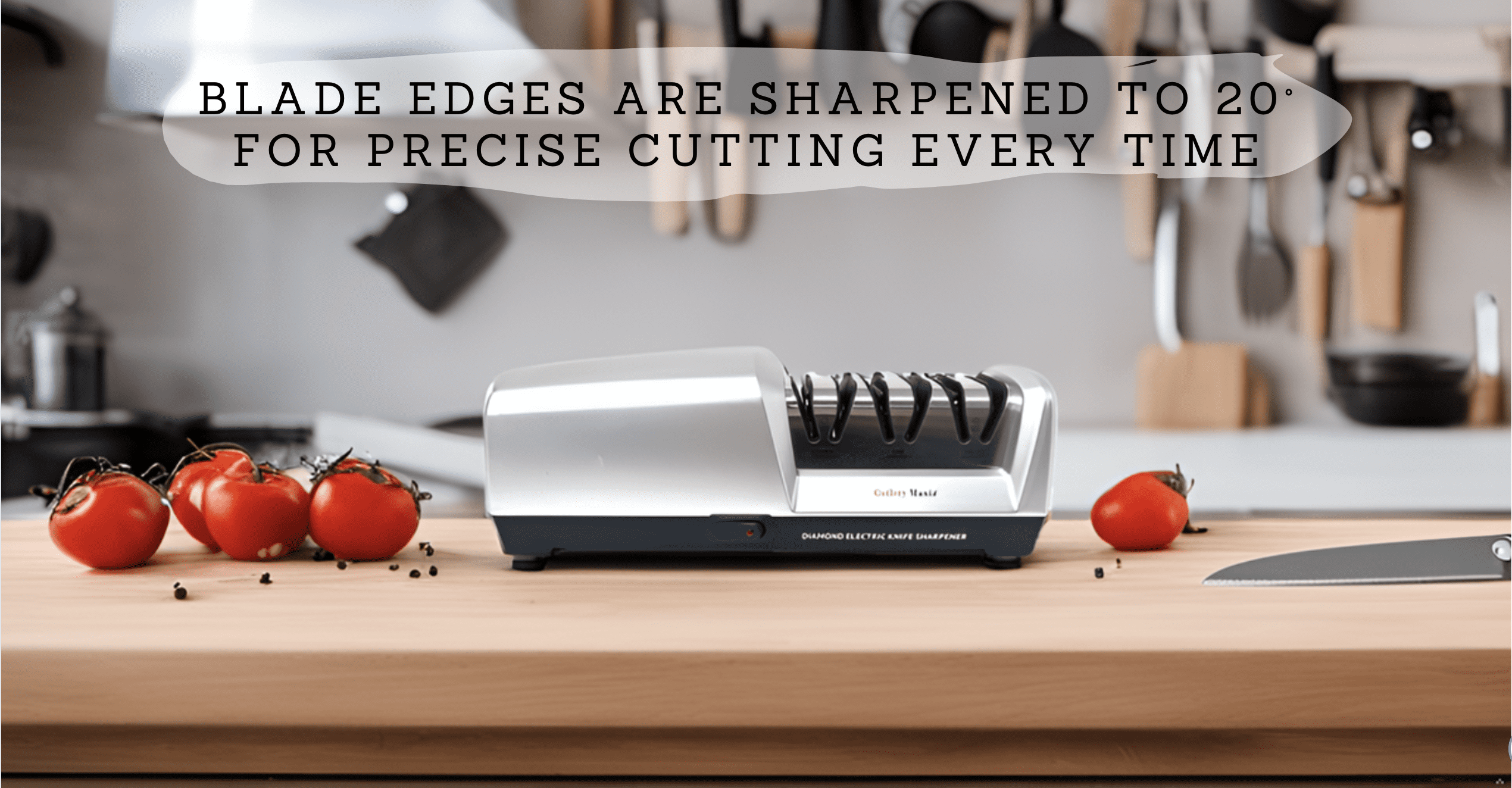Cutlery Mania Electric Kitchen Knife Sharpener | 3 Stage Sharpening System with Diamond Abrasives | Effortless Precision Sharpening (Silver)