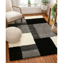 Well Woven Madison Shag Cubes Black Thick Shag 5' x 7'2" Area Rug