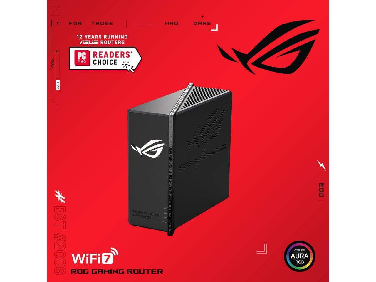 ASUS ROG Strix GS-BE12000 WiFi 7 Tri-band Router, 12000 Mbps, 20G wired capacity, 3,000 sq. ft. Coverage, 2.0GHz Quad-core CPU, Game Acceleration, Triple-Level Security, AiMesh Compatible