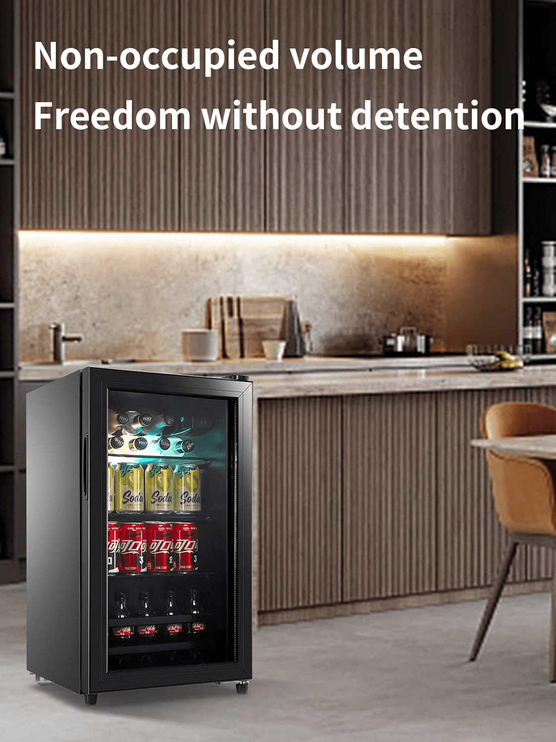 GGTB 120-Can Beverage Refrigerator Cooler, Freestanding Glass Door Mini Fridge for Beer Soda Wine, Adjustable Shelves for Home Office Bar, Black