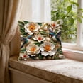 thumbnail image 5 of Qiweii Vintage floral bird printed pillow cover，faux embroidered decorative cushion cover，living room sofa home decor accessory, 5 of 6