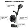thumbnail image 5 of Couradric Shower and Tub Faucet Set - with Tub Spout (Valve Included), Black Shower Head and Handle Set with Handheld,Matte Black, 5 of 6
