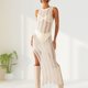 thumbnail image 2 of Vestido maxi sexy de color sólido Vestido de punto de mujer Vestido de playa sin mangas con perspectiva FLhrweasw Nuevo, 2 of 7