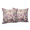 thumbnail image 2 of Ambesonne Romantic Throw Pillow Cover Pack of 2, Pastel Love Garden Flowers, 2 Pcs-26"x26", Pale Pink Peach and Lilac, 2 of 5