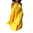thumbnail image 2 of Robe Longue d'Été Décontractée et Fluide pour Femme avec Poche, Bretelles Spaghetti, Encolure Dégagée, Unie, Évasée, Ample, Robe Maxi de Plage, 2 of 7