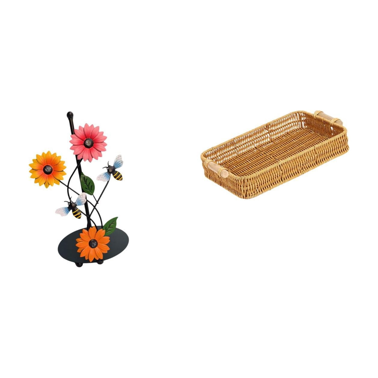 Fiocias Toilet Paper Holder Paper Towel Holder Countertop Kitchen Roll Holder Storage Basket Iron Material Removable Suitable for Kitchen Bathroom Dining Tabl