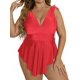 thumbnail image 1 of Mujer Traje de baño Plus tamaño V-Neck Trajes de baño para Mujeres Tankini abdomincontrol de una Pieza rojo 0X rojo 0X Xishao ropa, 1 of 2