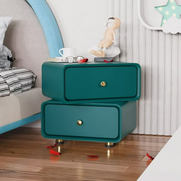 FINE MAKER Modern simple bedroom bedside table, rotatable double drawer creative design side table