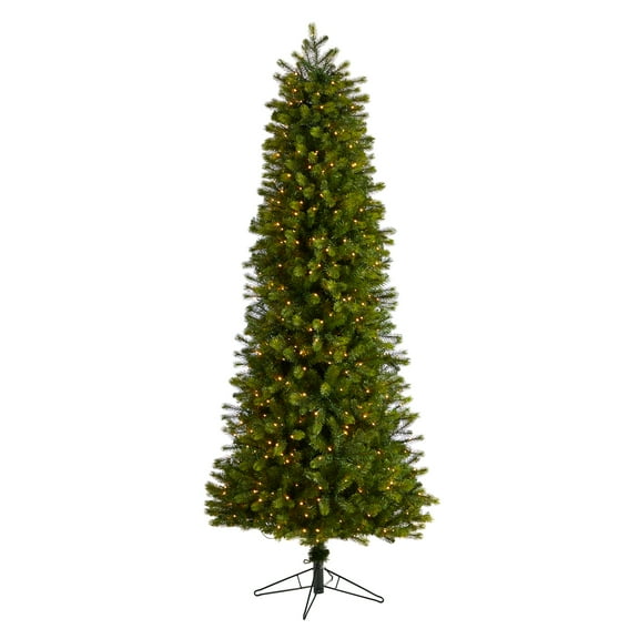 Nearly Natural Warm White Prelit LED Decorated Slim Spruce Artificial Christmas Tree, 7.5'