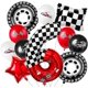 thumbnail image 1 of racing theme 40-inch digital foil balloon, featuring black and white checkered pattern and red racing elements, perfect for birthday party decorations and racing-themed events. (Number 3, 11), 1 of 14