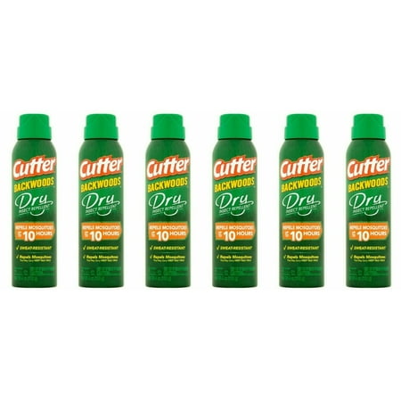 6 Cutter Backwoods Dry Insect Mosquito Repellent Aerosol Spray 4 oz 25% DEET