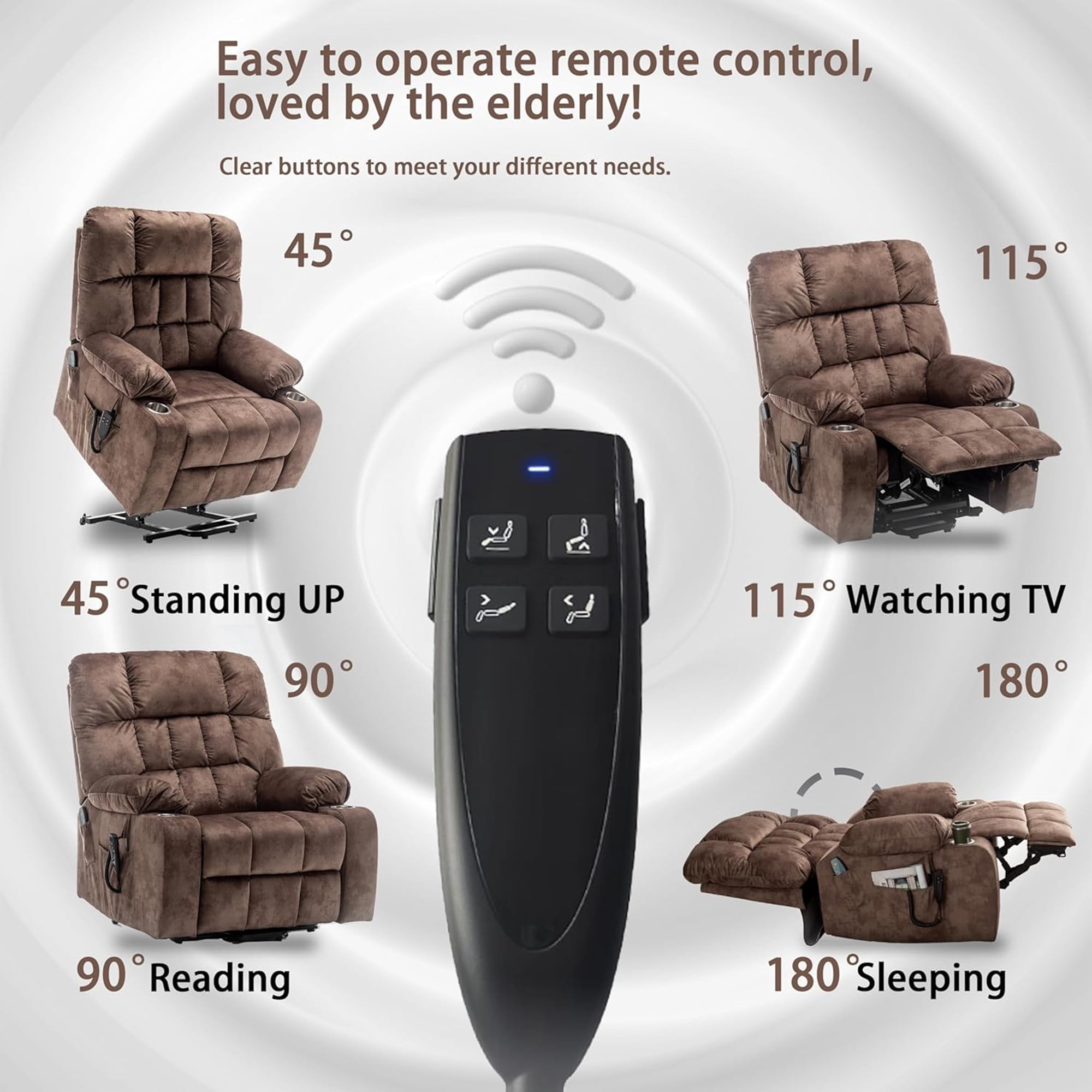 LITVZ Power Lift Recliner Chair with Massage and Heating for Elderly, Oversized Lay Flat Recliner, Big and Tall 350lbs, Dual Motors, 2 Cup Holders, Heavy Duty Lift Chair for Adults