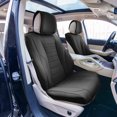 thumbnail image 3 of FH Group Grande70 Luxe Faux Leather Universal Car Seat Covers w Sleek Pattern Fit for Cars, Trucks, SUVs or Van – Black Front Seats, 3 of 8