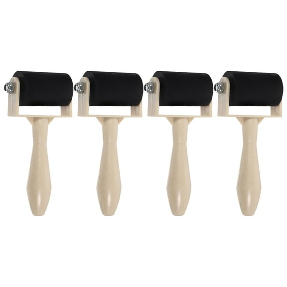 Phenofice White Rubber Craft Rollers for Decoration, and Easy to Clean, 4Pcs