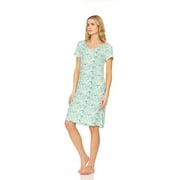 N863 Womens Nightgown Sleepwear Pajamas Woman Sleep Dress Nightshirt Green Green M
