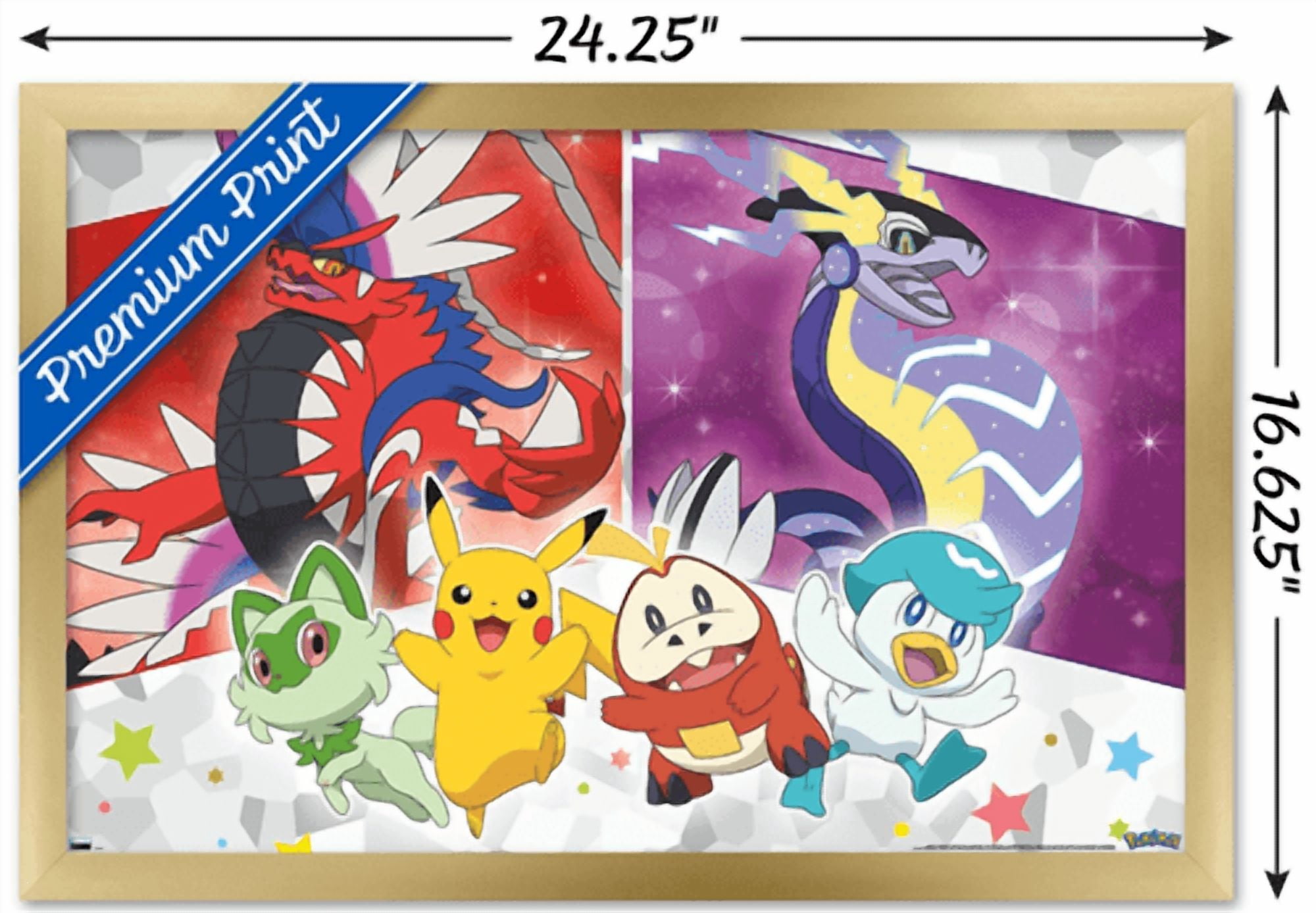 Pokemon - Group Sparkle Wall Poster, 14.725" x 22.375" Framed