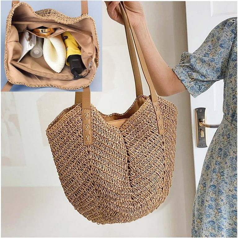 【BAON】Sharrow Net Shoulder Bag Amazon.com: Straw Crossbody Shoulder Bag, Beach Woven Hobo