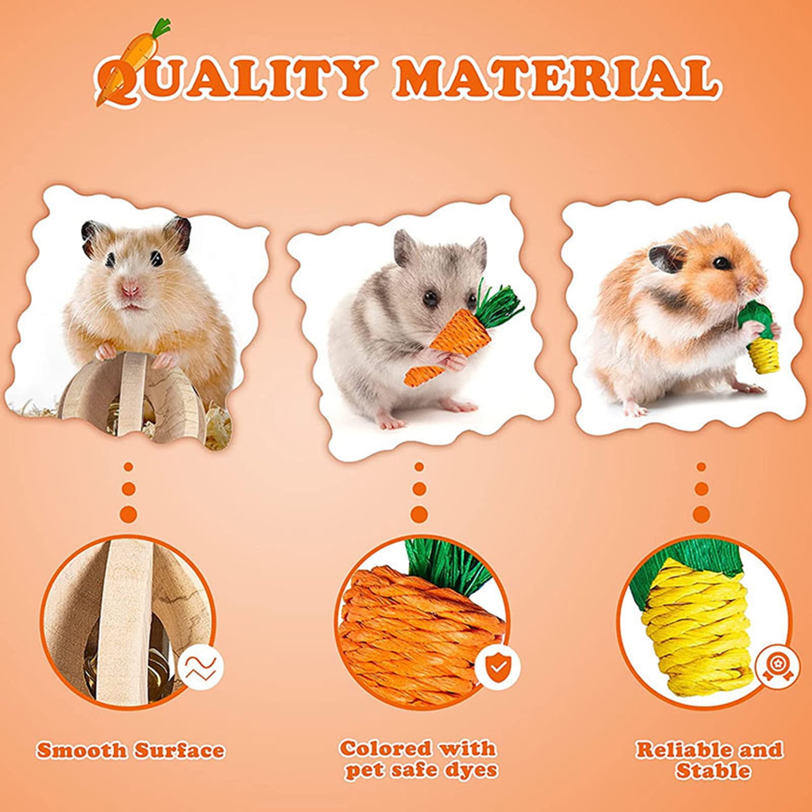 DOPI 5Pcs/Set Molar Toy Safe Eye-catching Wood Pet Hamster Toy Set for Small Animals