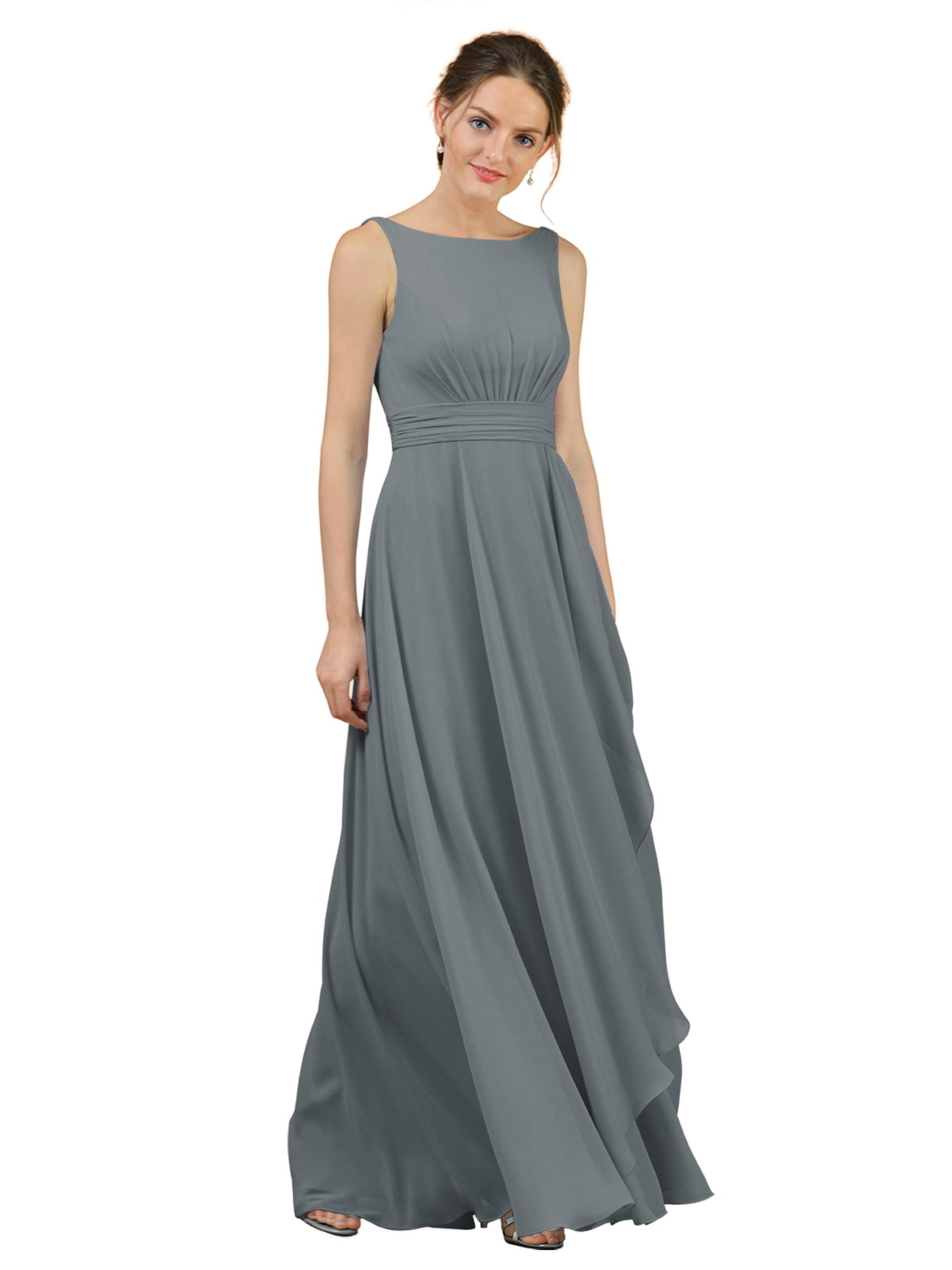 Alicepub Chiffon Steel Grey Bridesmaid 