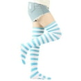 thumbnail image 5 of Womens Foot Bottom Cat Cotton Socks Stripe High Tube Socks Womens Thigh Socks Over Knee Stockings Blue One Size, 5 of 8