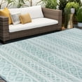 thumbnail image 6 of 8ft Round Water Resistant, Large Indoor Outdoor Rugs for Patios, Front Door Entry, Entryway, Deck, Porch, Balcony | Outside Area Rug for Patio | Aqua, Stripe | Size: 7'11'' Round, 6 of 6