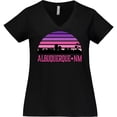 thumbnail image 3 of Inktastic Albuquerque New Mexico Retro Sunset Skyline Women's Plus Size V-Neck T-Shirt, 3 of 5