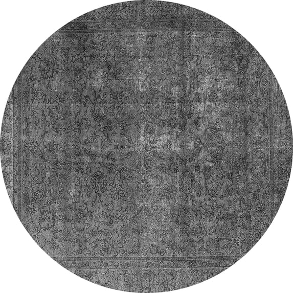 Ahgly Company Indoor Round Oriental Gray Industrial Area Rugs, 7' Round